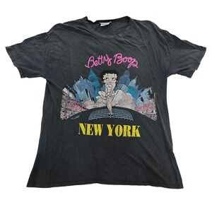 Zara Betty Boop New York City Graphic T-Shirt Faded Black Mens Large Portugal